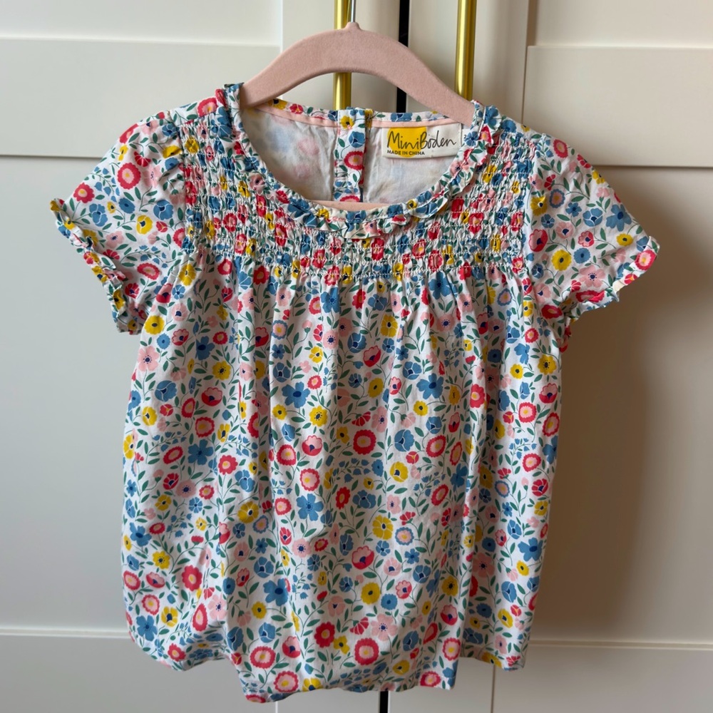 Mini Boden floral blouse 2-3 years